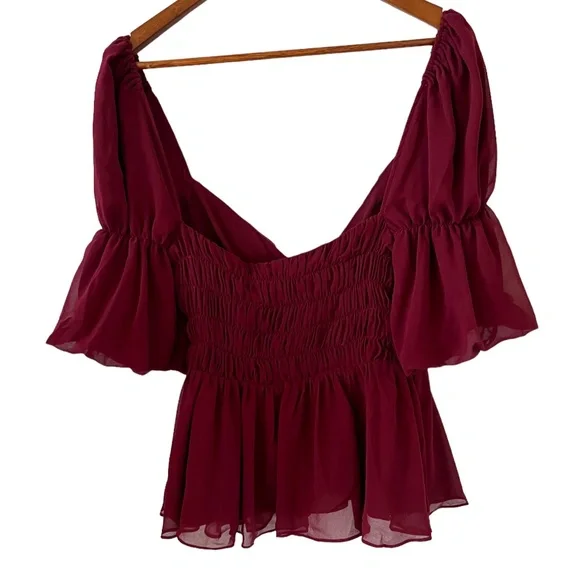 Fame and Partners NEW Smocked Peplum Blouse & Wide Leg Culotte Pants Size 2 - Picture 6 of 14